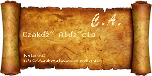 Czakó Alícia névjegykártya